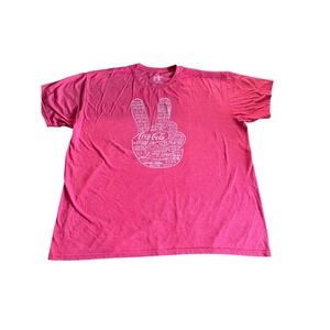 Vintage Coca-Cola Licensed Peace Graphic T-Shirt Mens 2XL Heather Red Short Slv
